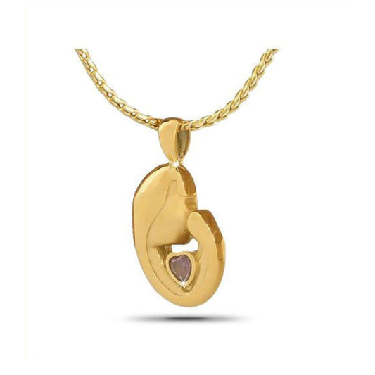 Mother's Love Purple Stone Gold Steel Keepsake